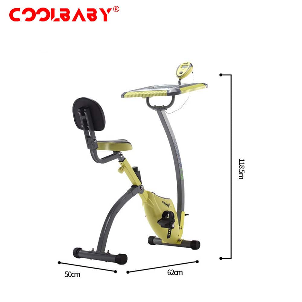 COOLBABY Home Exercise Bike, Super Quiet, Two-way Folding, Magnetic Control, Spinning Bike, With a Computer Desk - COOLBABY