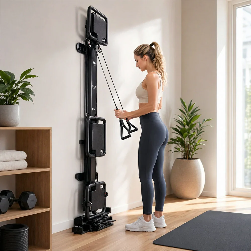 Black Aluminum Pilates Reformer Machine for Fitness Clubs Studio Use and Home Training