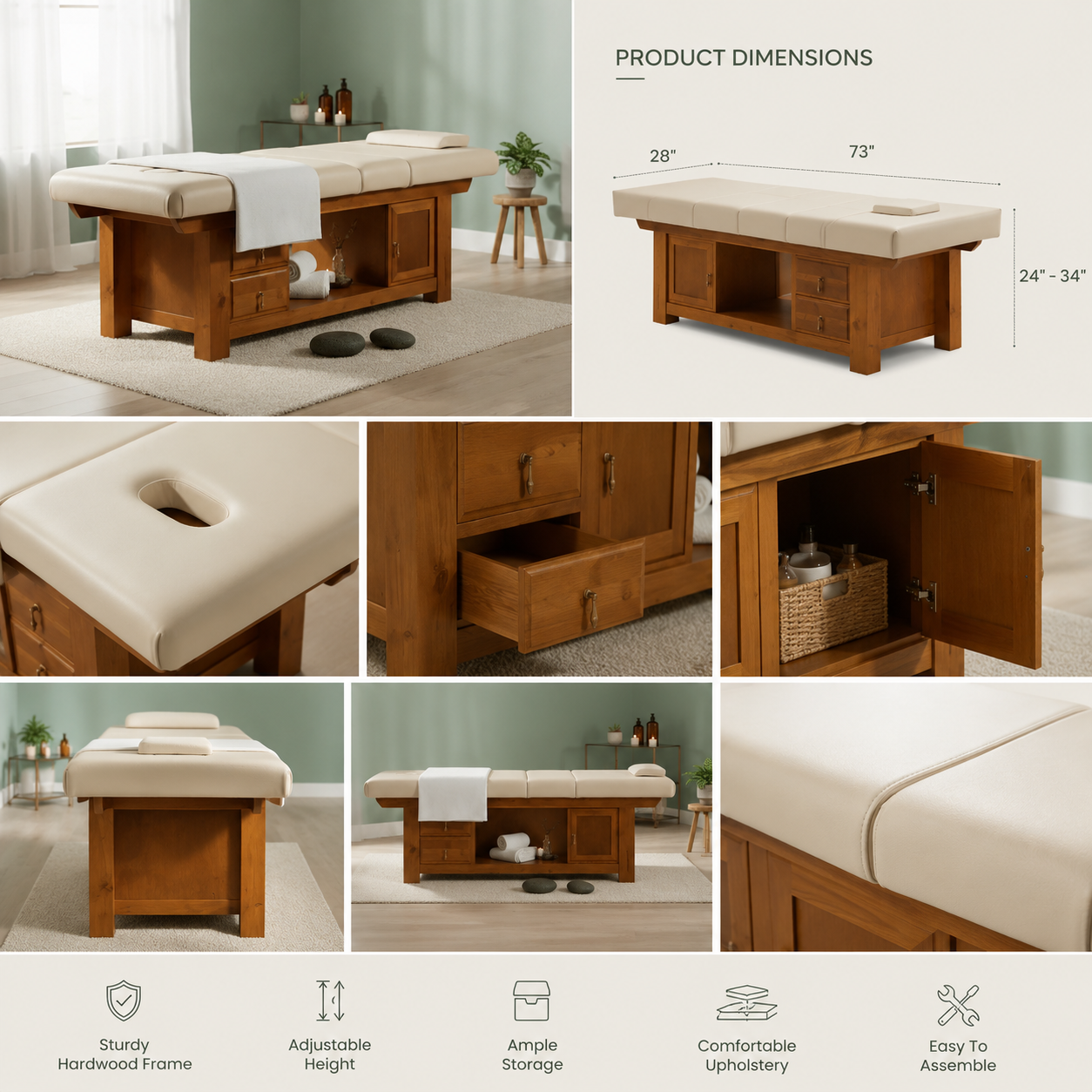 Massage Bed with Drawers – Spa Bed for Professional Massage & Therapy
