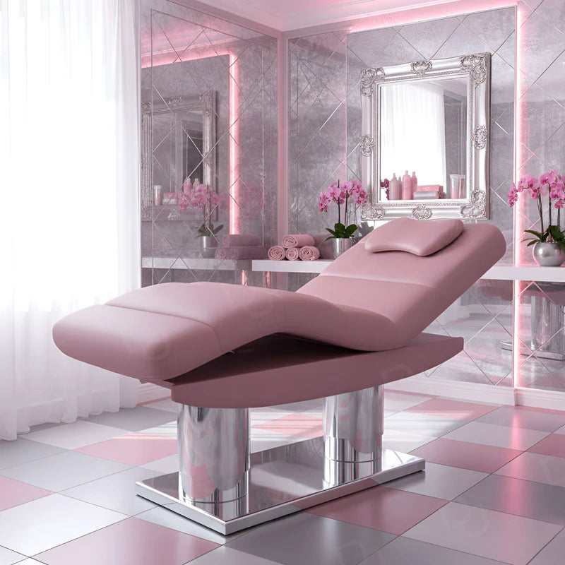Electric Pink Massage & Treatment Bed – Adjustable Spa Bed with Cushion