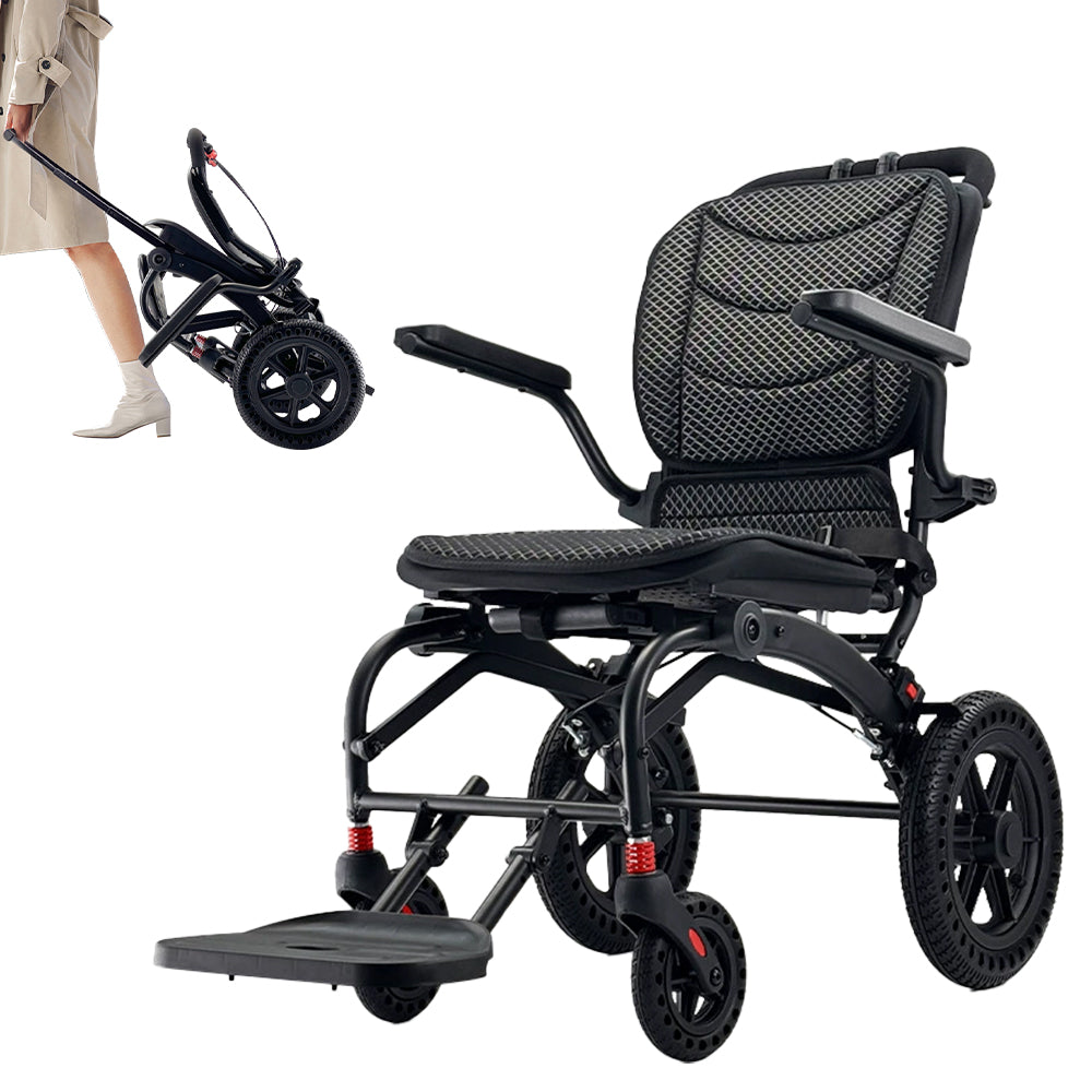 Ultra Lightly Folding Manual Travel Wheelchair for Disabled and Elderly with Telescopic Handle Could Carry on the Plane