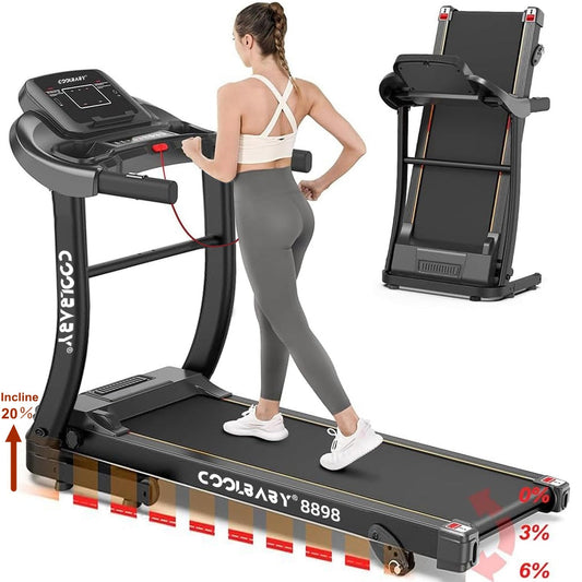 COOLBABY Folding Treadmill,1.5HP Portable Treadmill Easy Assembly Fitness Running Jogging Machine Speed 1.0-10KM/H,LZM-PBJ01 - COOLBABY