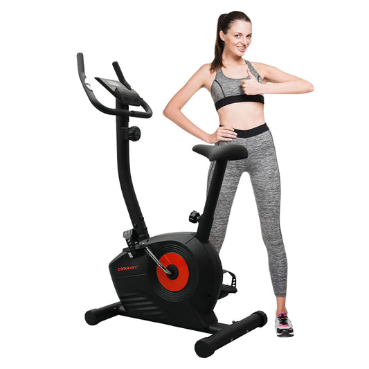 COOLBABY Home Fitness Exercise Bike with 8 Levels Adjustable Magnetic Resistance,Indoor Upright Bike for Cardio Workout,WQSJ-JSC03 - COOLBABY