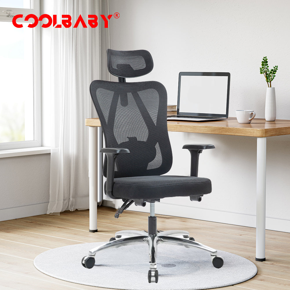 Ergonomic Office Chair – High Back Desk Chair with Adjustable Lumbar Support, 3D Metal Headrest and Armrests – 130° Computer Chair