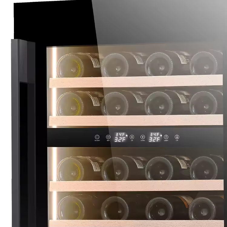 24 Inch Dual Zone Wine Fridge, 41 Bottle Wine Cooler, Right-Hinged