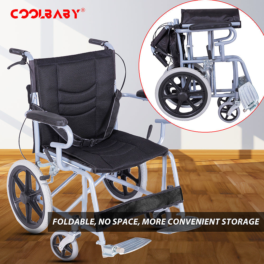 COOLBABY QBLY02: Foldable Lightweight Wheelchair for Elderly and Disabled with Handbrakes - Enhanced Mobility! - coolbabymalls