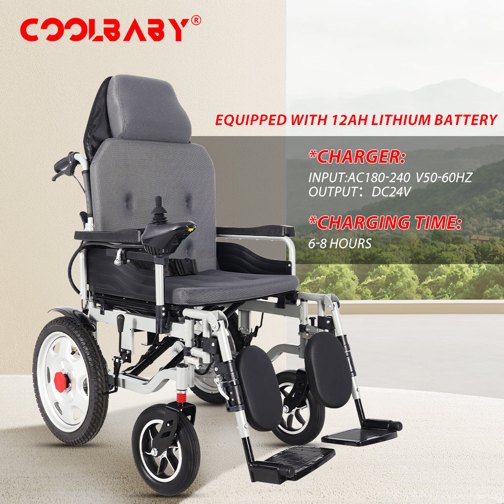 300lbs Electric Wheelchair for Adults, Motorized Full-lying Wheelchair with 20.47" Wide Cushion, 15 Miles Long Travel Range