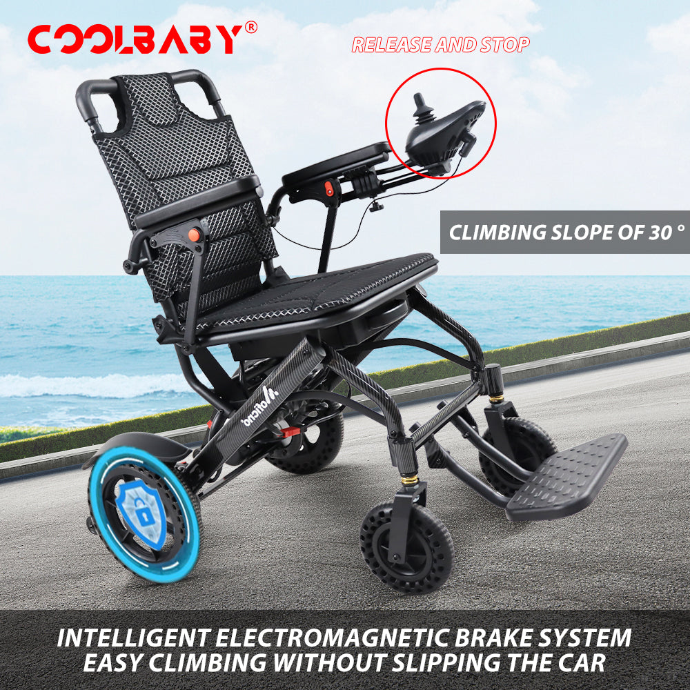 Lightweight Folding Electric Wheelchair, Only 34lbs, Foldable Power Wheelchair for Adults, Dual Motors, Motorized Mobility Scooters for Seniors, Airline Approved