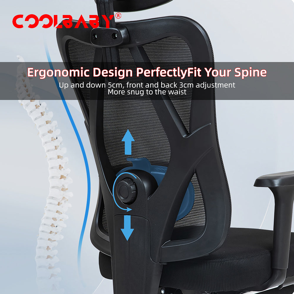 Ergonomic Office Chair – High Back Desk Chair with Adjustable Lumbar Support, 3D Metal Headrest and Armrests – 130° Computer Chair