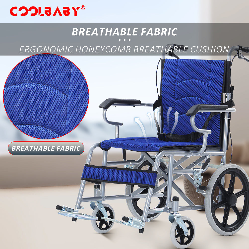 COOLBABY QBLY02: Foldable Lightweight Wheelchair for Elderly and Disabled with Handbrakes - Enhanced Mobility! - coolbabymalls