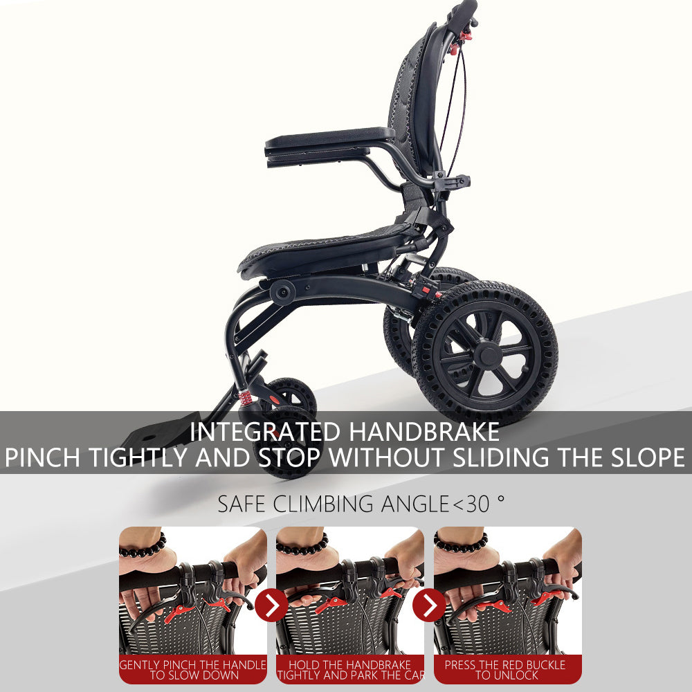 Ultra Lightly Folding Manual Travel Wheelchair for Disabled and Elderly with Telescopic Handle Could Carry on the Plane