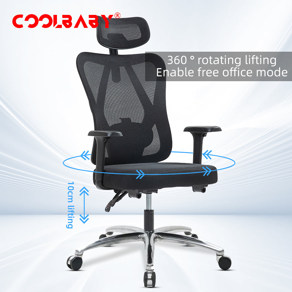 Ergonomic Office Chair – High Back Desk Chair with Adjustable Lumbar Support, 3D Metal Headrest and Armrests – 130° Computer Chair