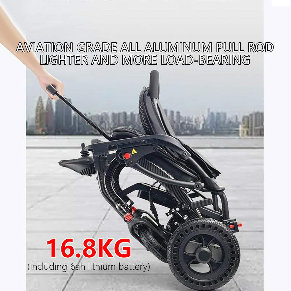 Electric Wheelchair for Adults & Seniors - Ultra-Light Aluminum Frame, 3-Second Folding, 220 lbs Weight Capacity - Ergonomic Comfort Seat