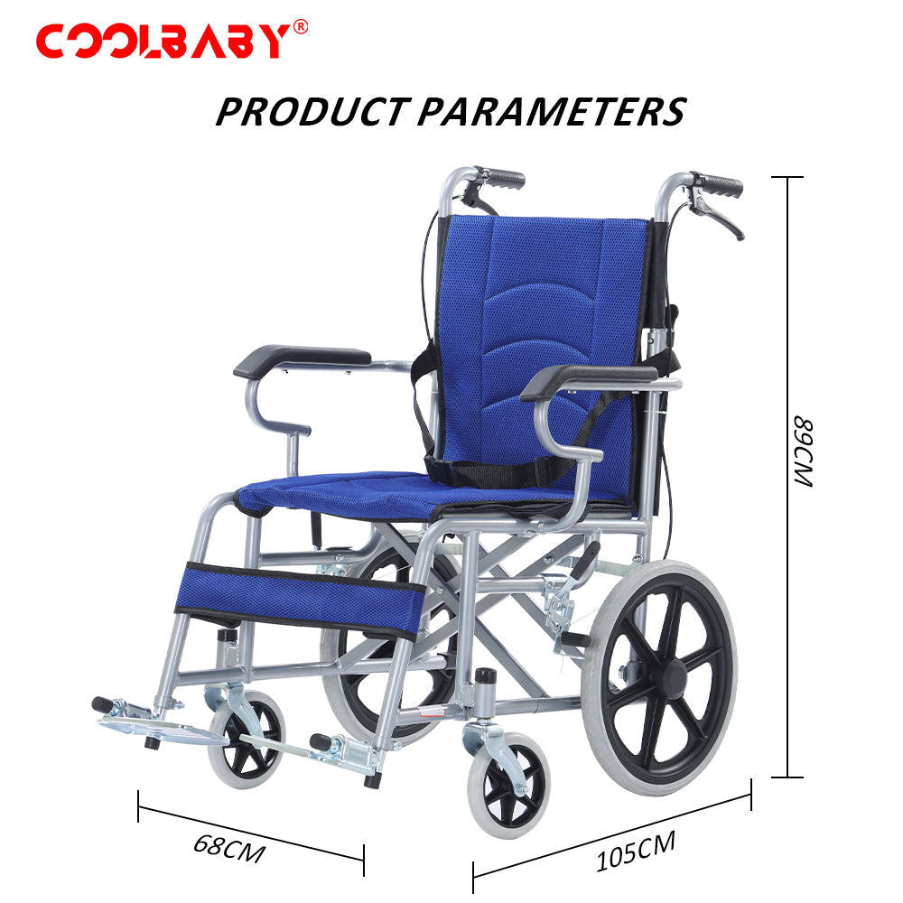 COOLBABY QBLY02: Foldable Lightweight Wheelchair for Elderly and Disabled with Handbrakes - Enhanced Mobility! - coolbabymalls