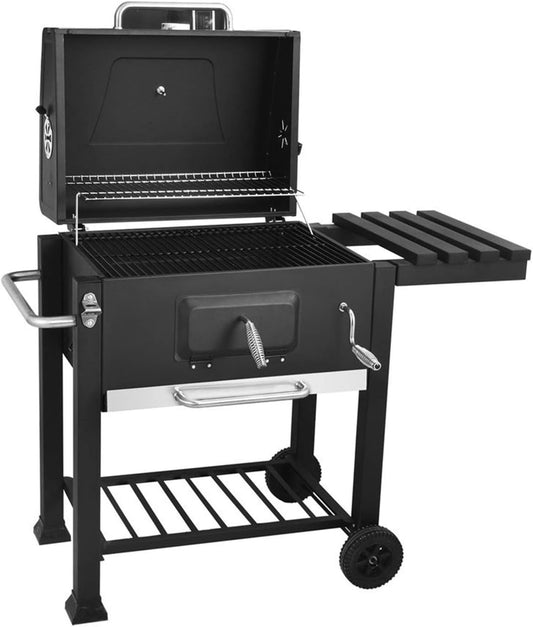 Coolbaby Charcoal Barbecue Grill with Adjustable Cooking Height, Foldable Side Shelf