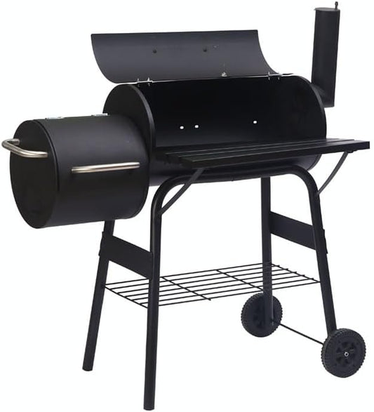 Coolbaby Large Round Barrel Double BBQ Grill for Outdoor Cooking, Camping, Tailgating, Black