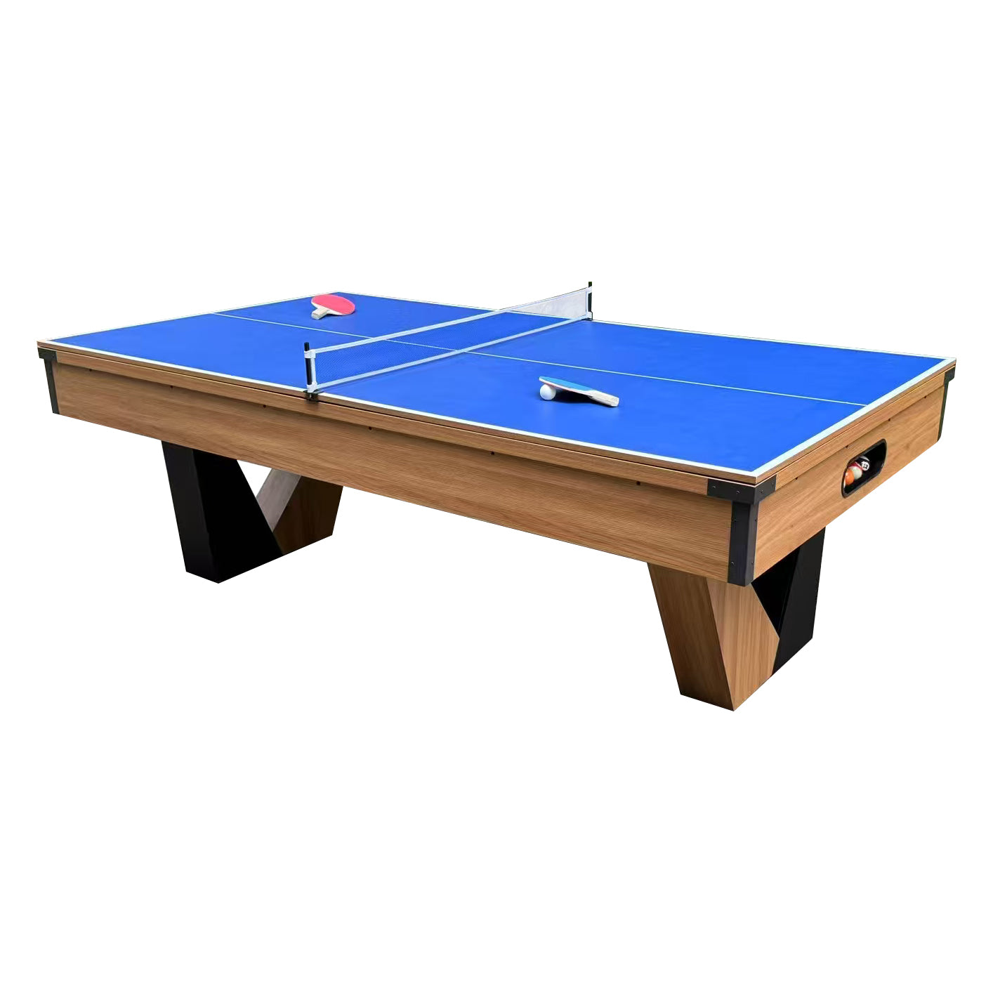 7 FT Pool Table, Billiard/Table Tennis/Dining Table with 2 Cue Sticks, Billiard Balls, Cues, Black Cloth, 84" L x 48" W x 32" H