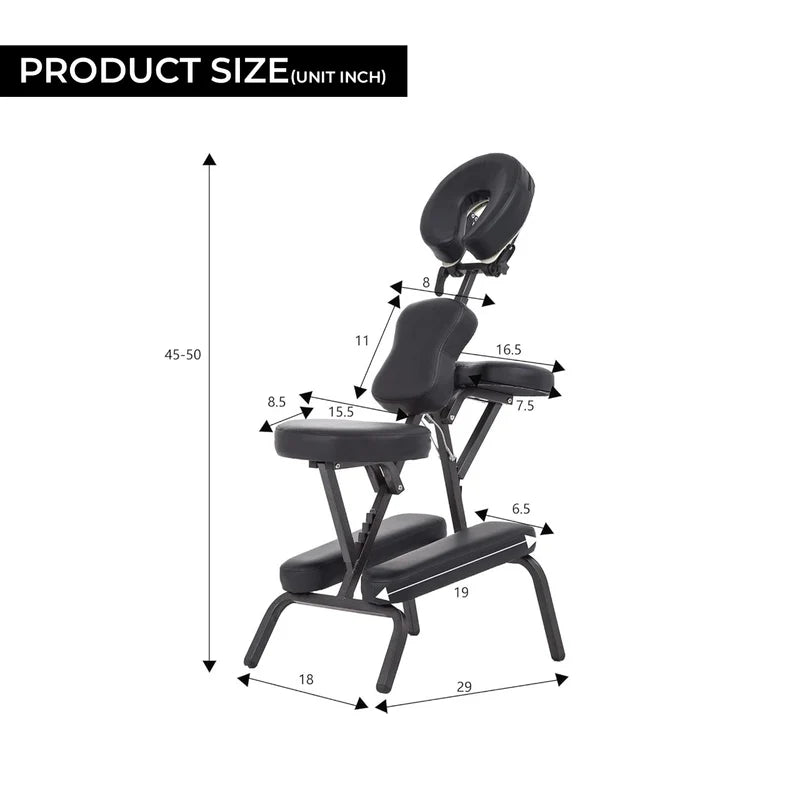 Professional Portable Manual Massage Tattoo Folding Chair – Black