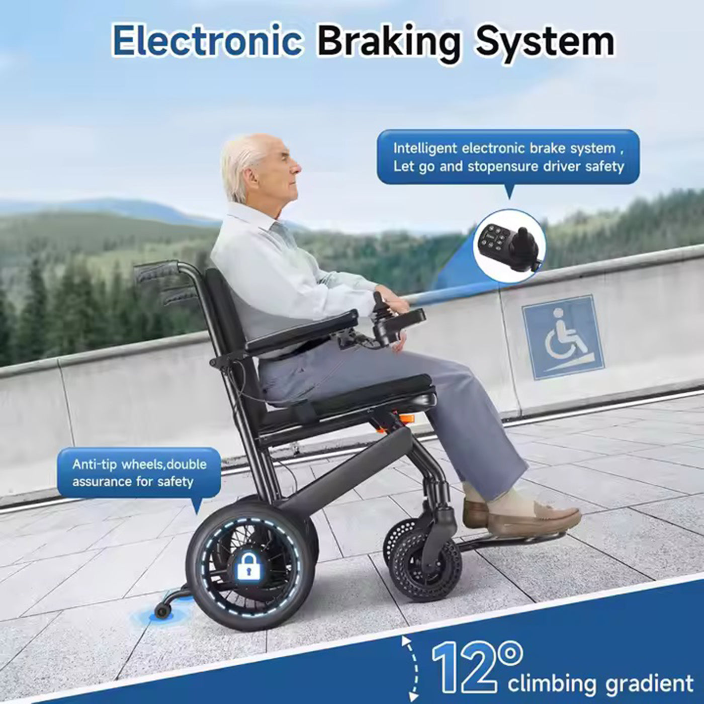 Ultra Light Foldable Lightweight Lithium Battery Fully Auto Folding Luxury Carbon Fiber Electric Wheel-chair Brushless Motor Compact Travel Electric Wheelchair