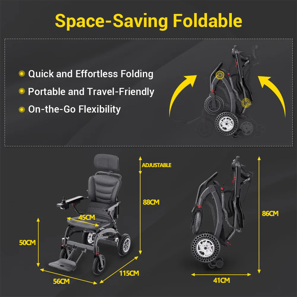 Ergonomic Electric Wheelchair Foldable Lightweight Elderly Scooter Portable Travel Wheelchair Airline Approved