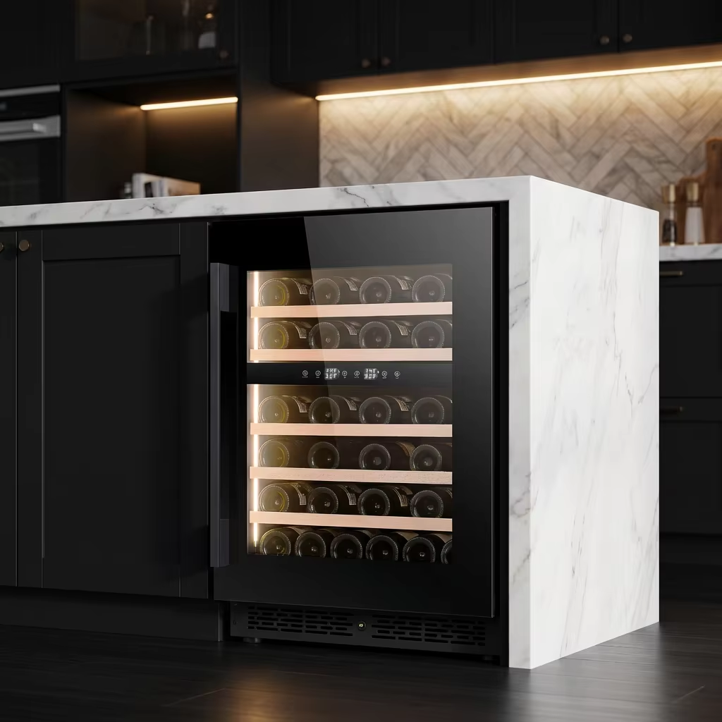 24 Inch Dual Zone Wine Fridge, 41 Bottle Wine Cooler, Right-Hinged