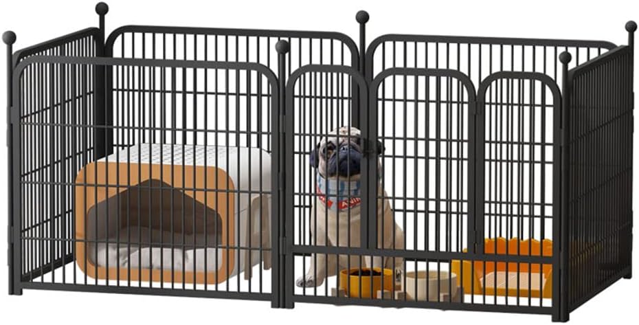 Dog Playpen Foldable 6 Panels Dog Pen 24" Height Pet Enclosure Dog Fence Outdoor with Lockable Door for Medium/Small Dogs,Puppy Playpen,RV,Camping Pet Fence,Black