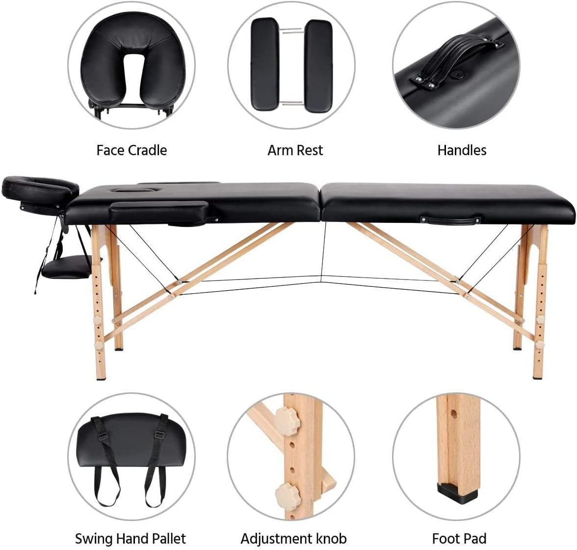 Heavy Duty Portable Massage Table Professional Adjustable  Folding Bed  Therapeutic Tattoo Salon SPA Facial Treatment