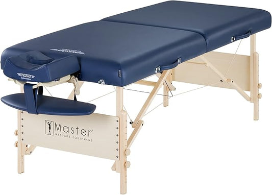 Master Massage Portable Massage Table - Adjustable Height, 3-Inch Foam Cushioning - Tattoo Bed, Lash Table - Royal Blue