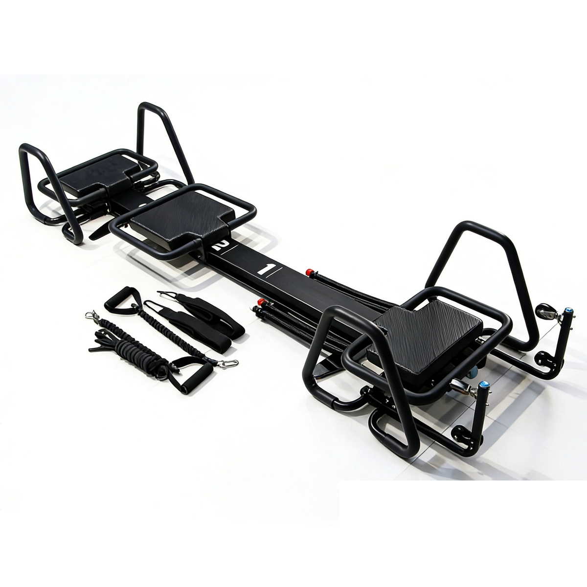 Black Aluminum Pilates Reformer Machine for Fitness Clubs Studio Use and Home Training