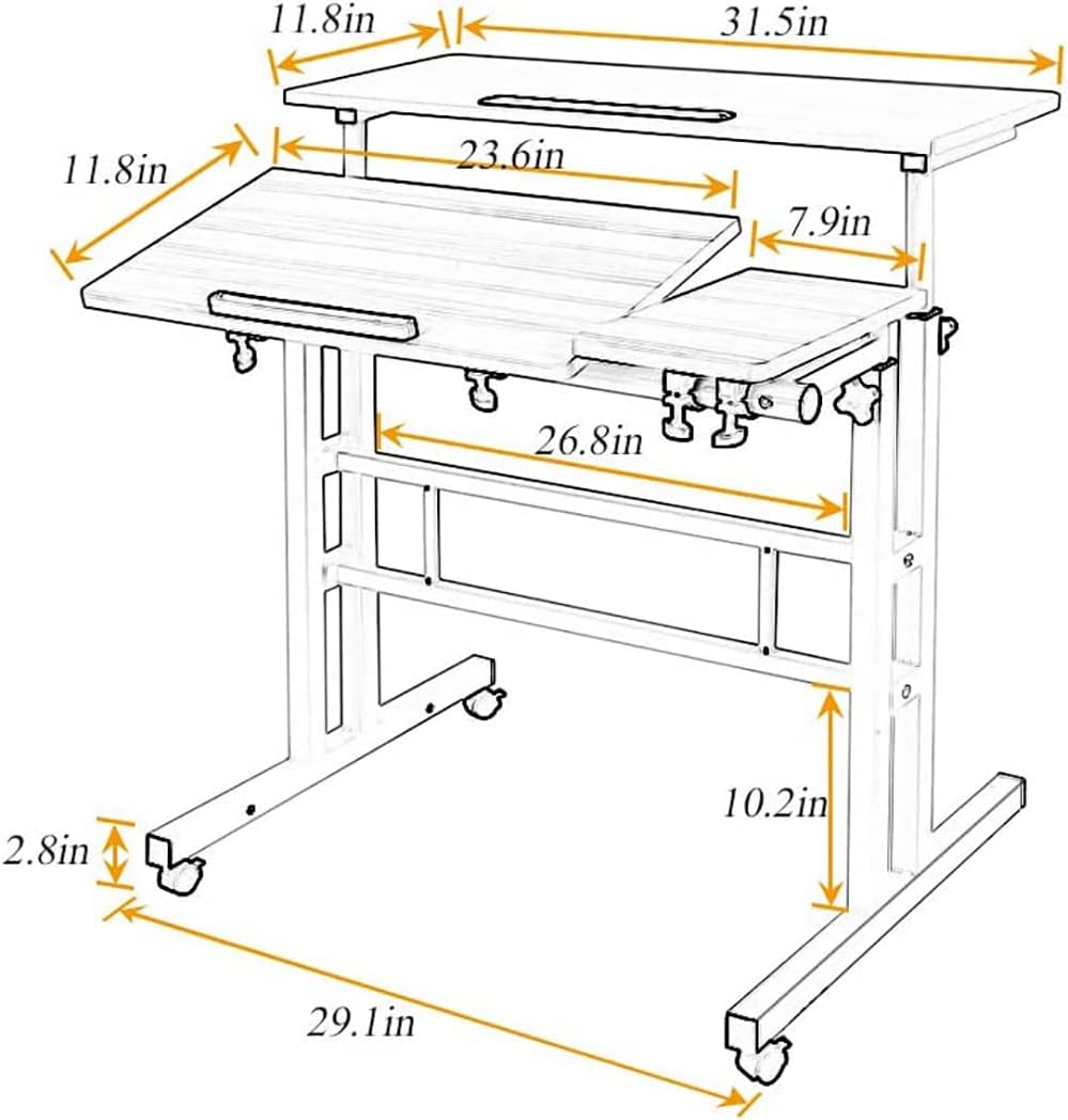 COOLBABY PBJB01ZZ Fitness Adjustable Height Treadmill Desk - Walk/Stand While You Work, Mobile Laptop Sit-Stand Desk Tiltable Top Desk - COOLBABY