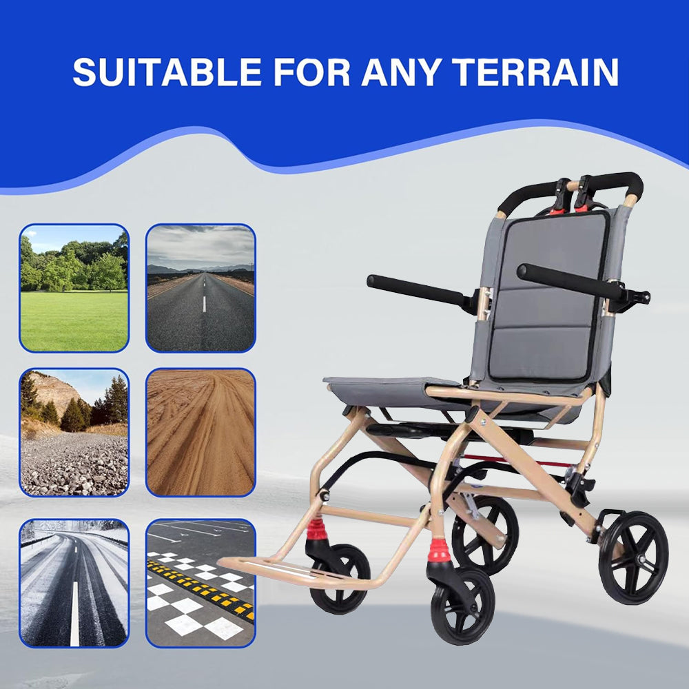 Manual Wheelchair, Lightweight Foldable Transport Wheelchair with Telescopic Handle