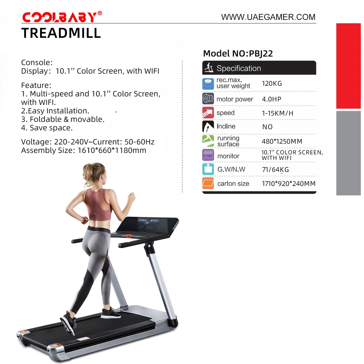Wholesale PBJ22 Experience Ultimate Fitness with Our 4.0 HP Motorized Treadmill: Foldable, WiFi-enabled