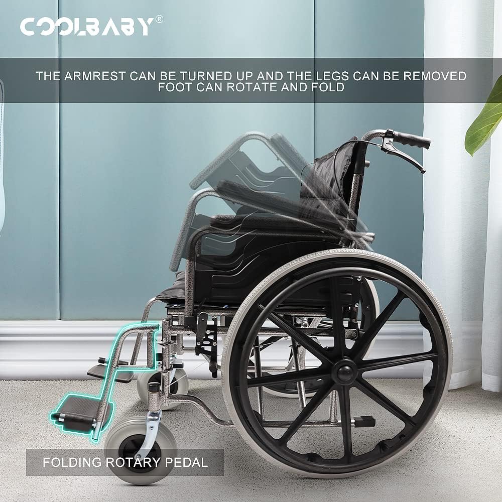 COOLBABY Obesity Wheelchair Enlarged/Widened/Thickened Steel Pipe Manual Wheelchair