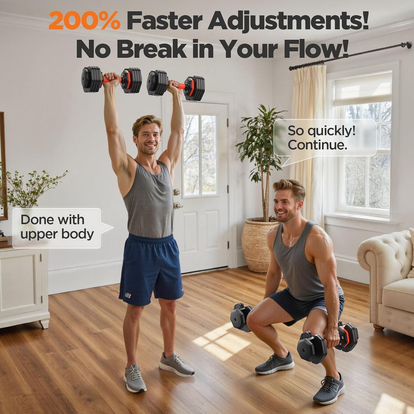 1 Pair 55LBS Weights Dumbbell Set with Storage Box, Adjustable Dumbbell Set of 2 - Black