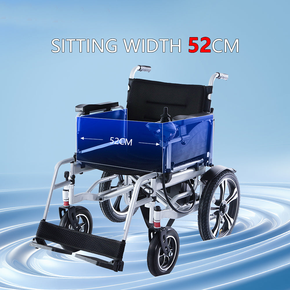 52cm Widen Seat Lightweight Foldable Electric Wheelchair All Terrain Power Wheel Chair for Adults, Seniors, Elderly