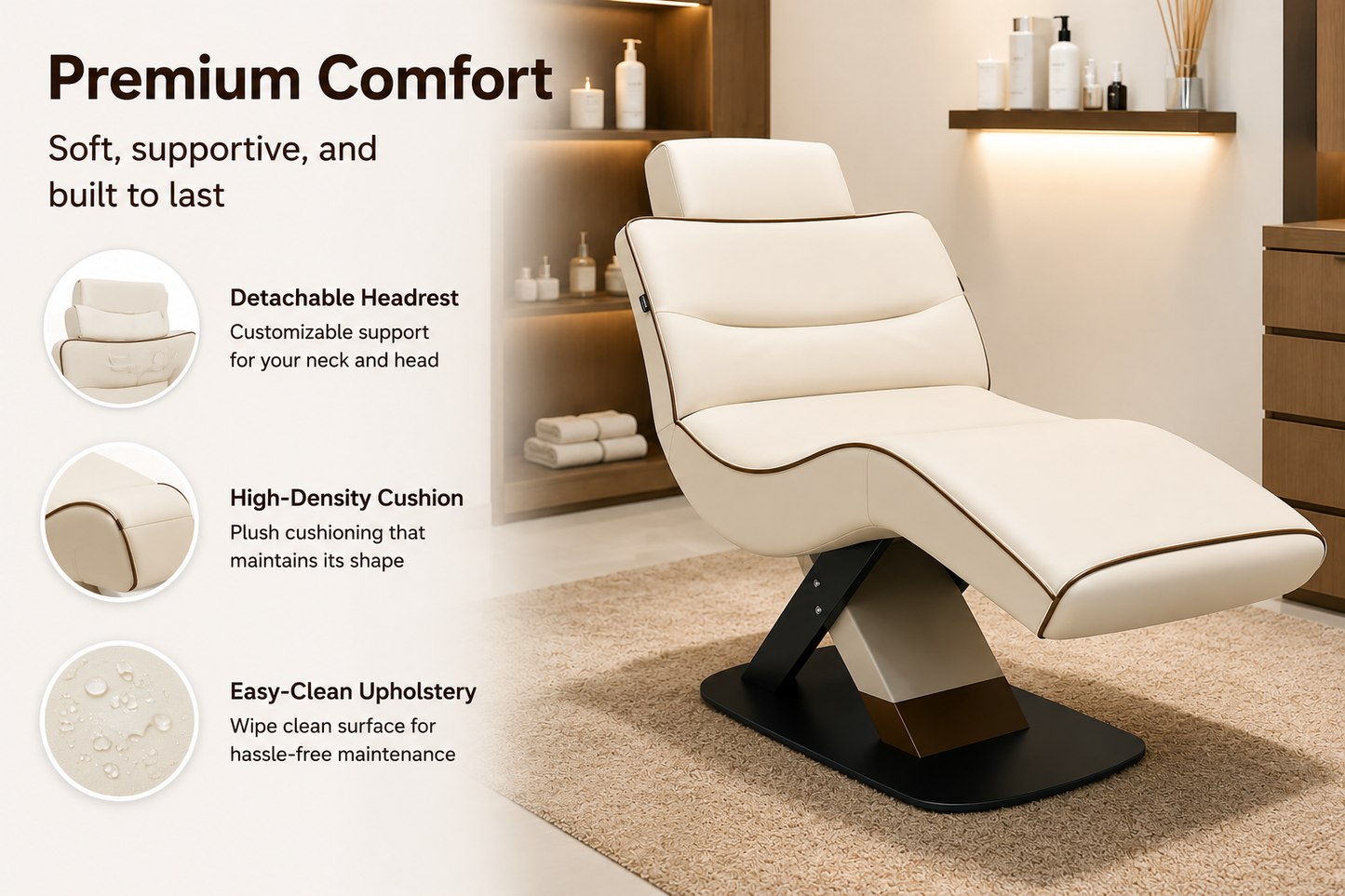 Salon Spa Professional Facial Massage Bed – Beige Color