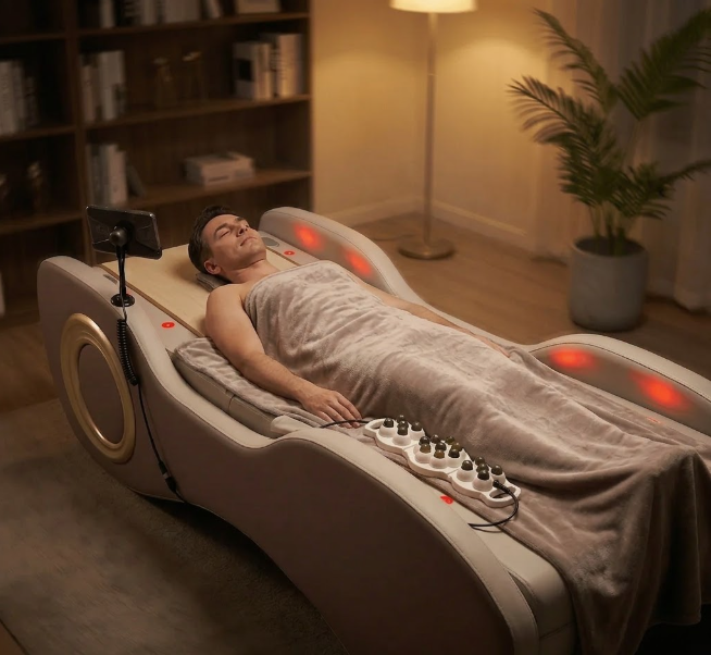 Professional Spine Therapy Massage Bed with Jade Stone Rollers – Smart Heated Full Body Wellness Bed with Bluetooth