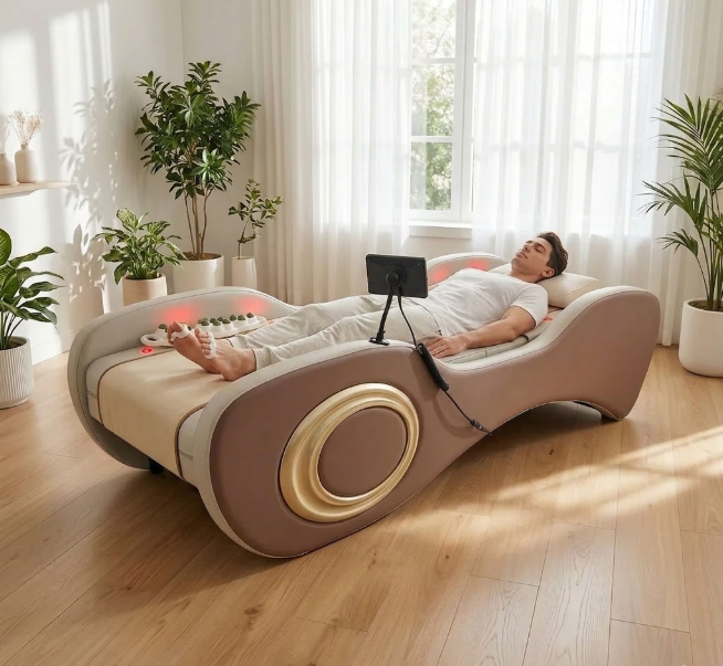Professional Spine Therapy Massage Bed with Jade Stone Rollers – Smart Heated Full Body Wellness Bed with Bluetooth