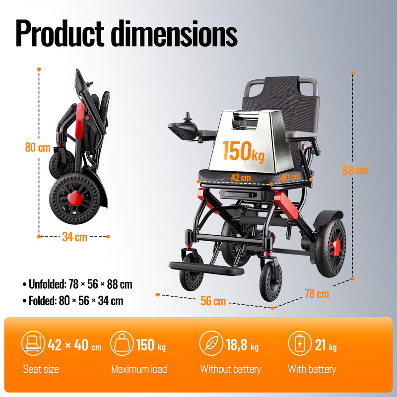 Ultra light Folding Electric Wheelchair With Joystick Control Airline Approval