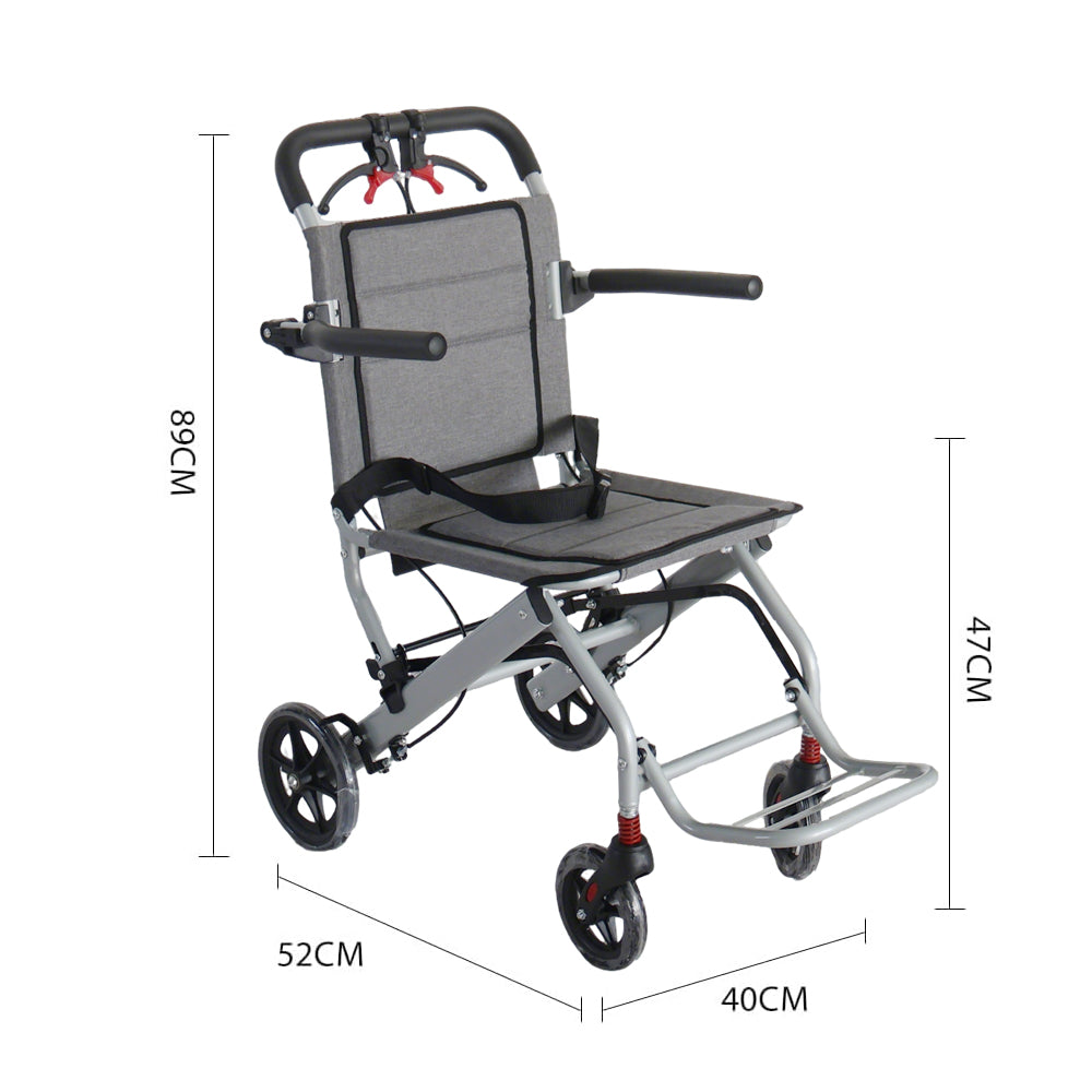Manual Wheelchair, Lightweight Foldable Transport Wheelchair, Adults Elderly Transport Chair, Travel Wheelchair with Support 220lbs