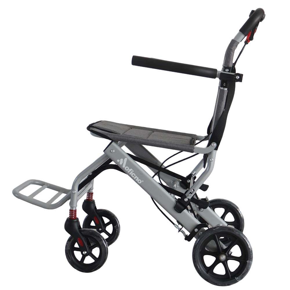 Manual Wheelchair, Lightweight Foldable Transport Wheelchair, Adults Elderly Transport Chair, Travel Wheelchair with Support 220lbs