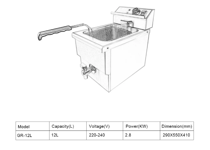 Electric Deep Fryer Machine - Capacity 12L - COOLBABY