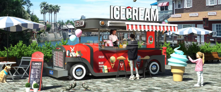 Ice Cream Street Food Cart Snack Fast Full Kitchen Equipment - Mobile Food Truck - COOLBABY