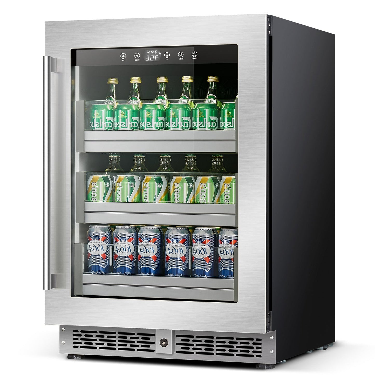 Wine Refrigerator, Built-in Under Counter, Stainless Steel Beverage Cooler,145L,154 Cans Capacity