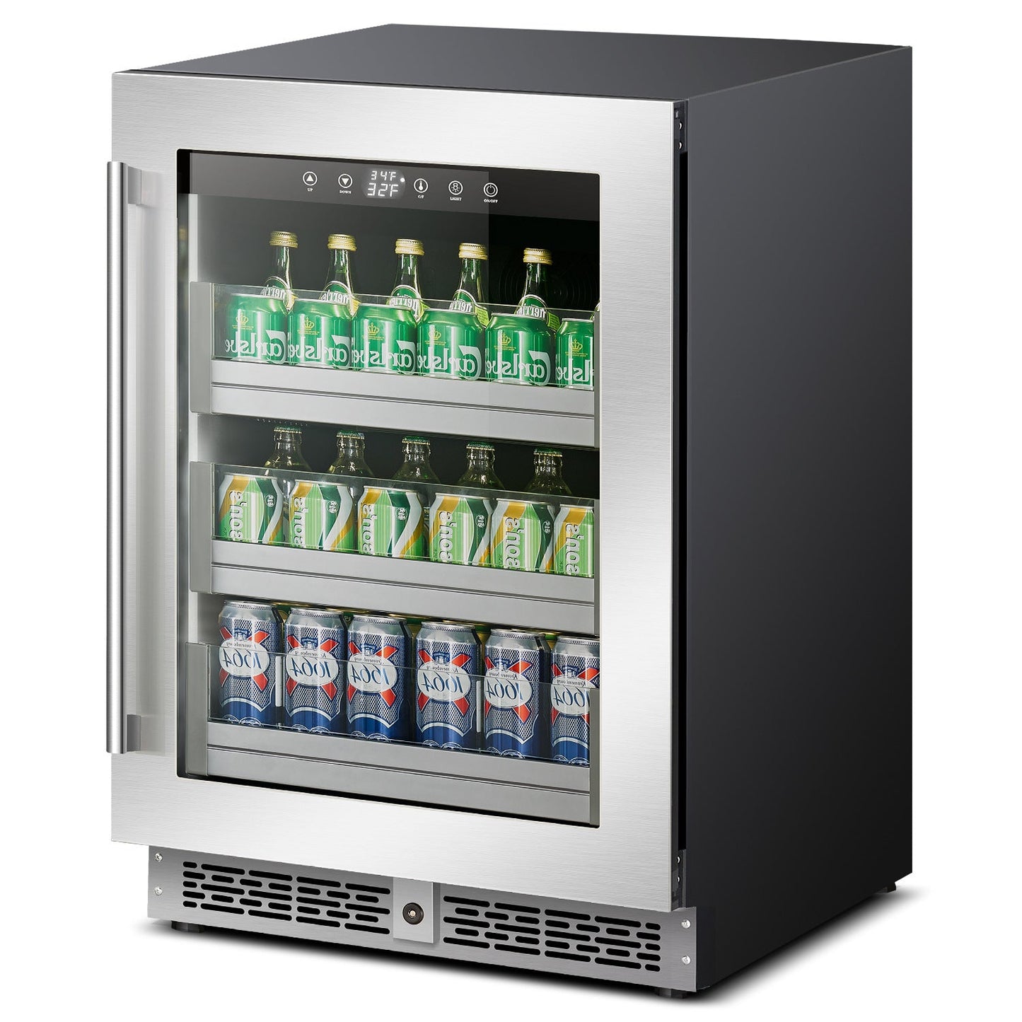 Wine Refrigerator, Built-in Under Counter, Stainless Steel Beverage Cooler,145L,154 Cans Capacity