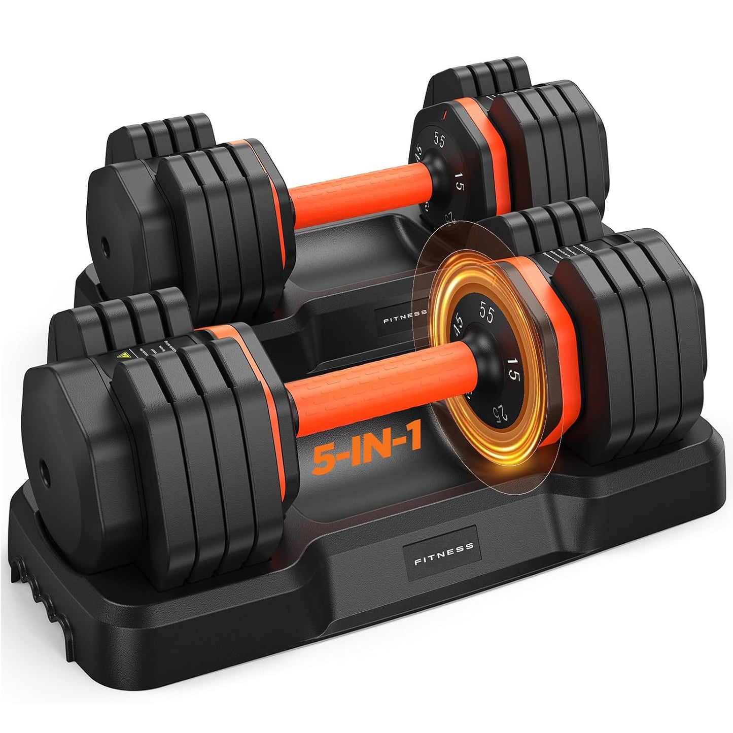 55lbs Weights Dumbbell Set with Storage Box, Updated Adjustable Dumbbell Set of 2,  55lbs Adjustable