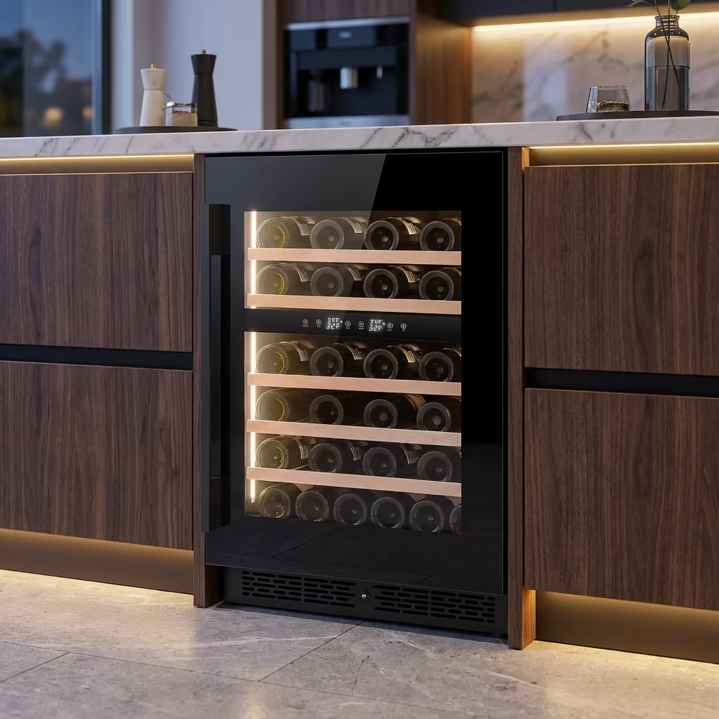 24 Inch Dual Zone Wine Fridge, 41 Bottle Wine Cooler, Right-Hinged