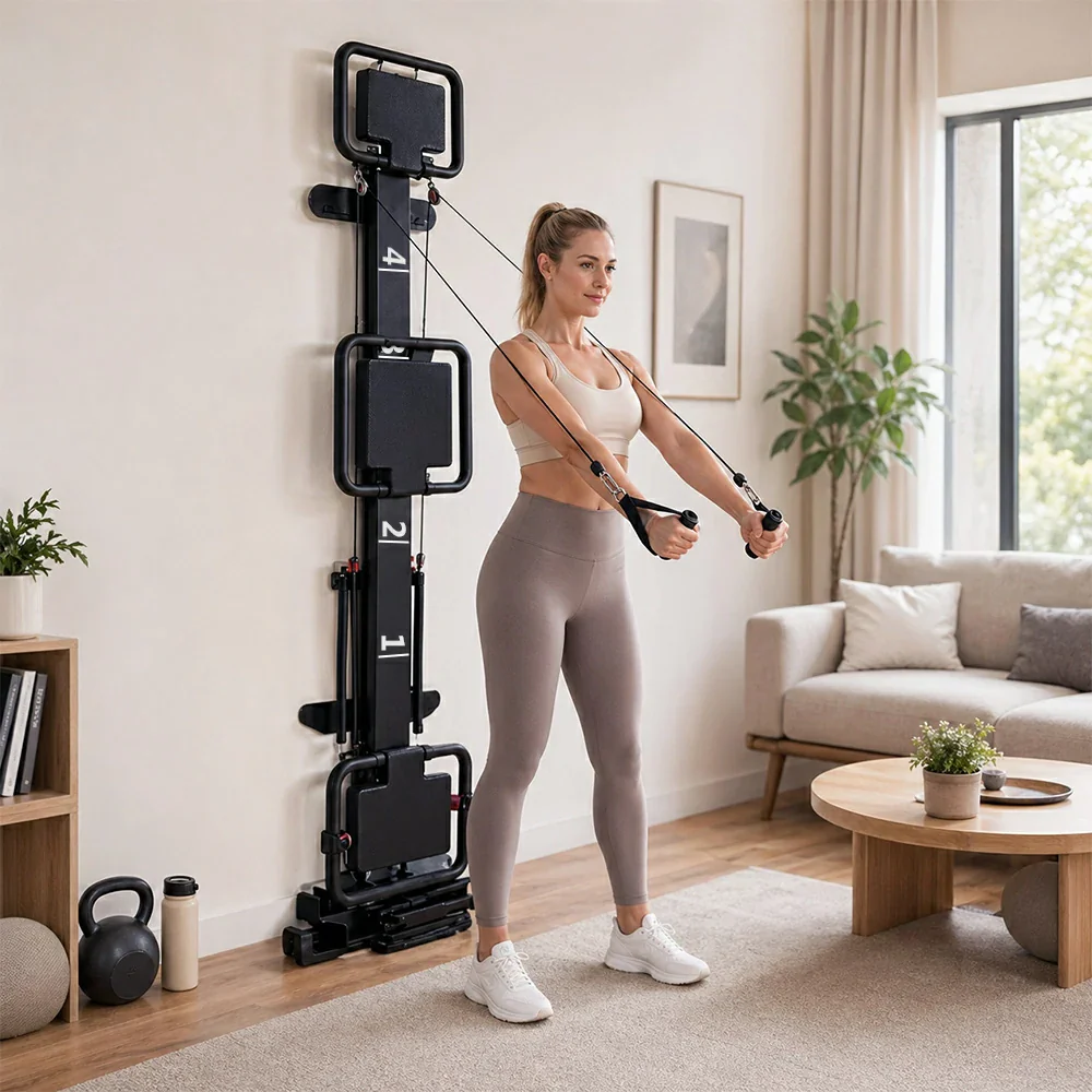 Black Aluminum Pilates Reformer Machine for Fitness Clubs Studio Use and Home Training
