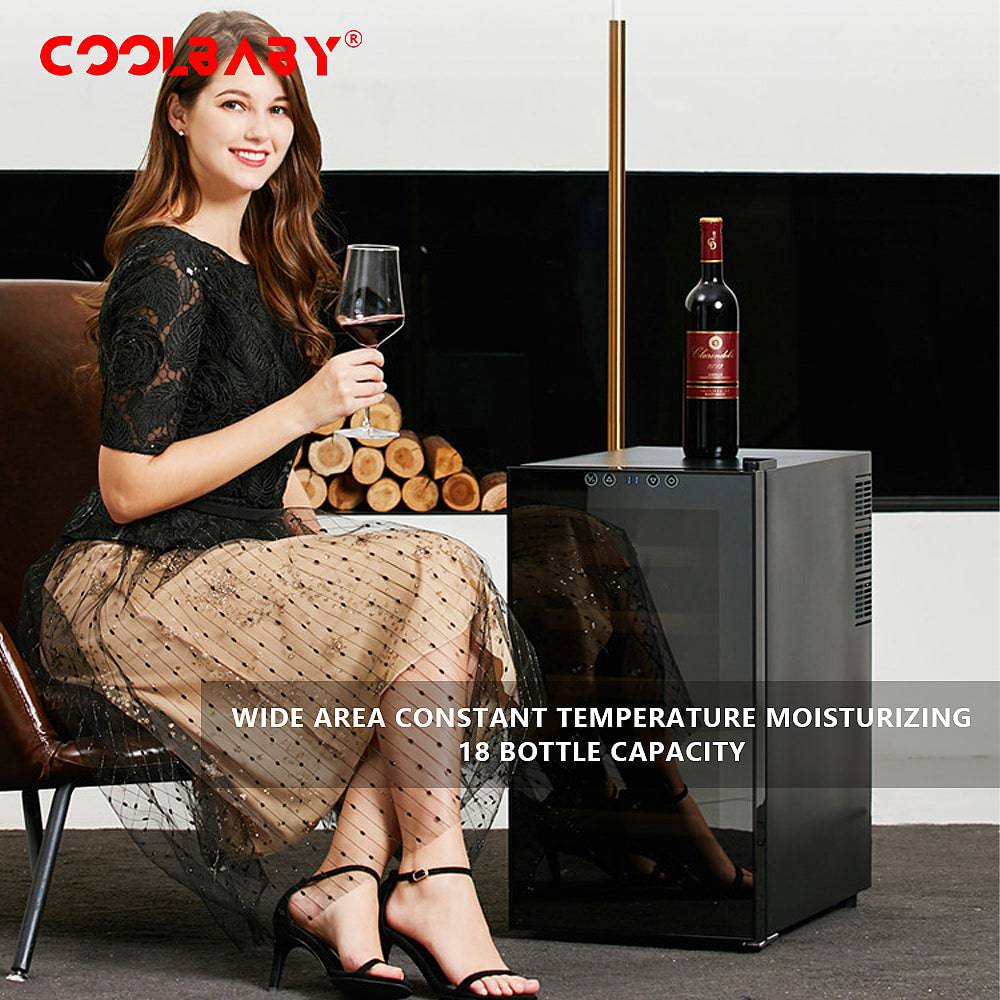 COOLBABY 18-Bottle Red Wine Cabinet: Circulation Cooling, Constant Temperature Storage, and Elegant Design - COOLBABY