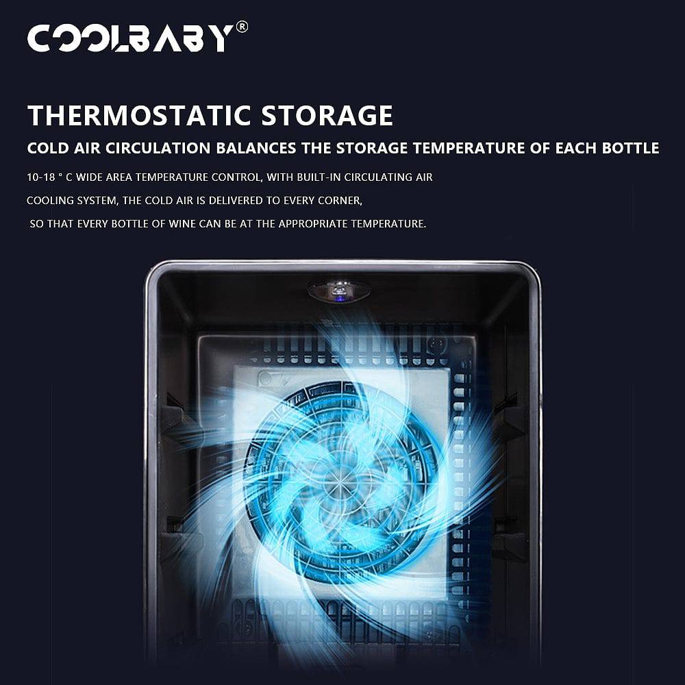 COOLBABY 18-Bottle Red Wine Cabinet: Circulation Cooling, Constant Temperature Storage, and Elegant Design - COOLBABY